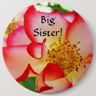 Grote Zus! grote knop Roze Witte Rode Roos Bloem Ronde Button 6,0 Cm