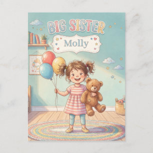 Grote Zus Illustratie met Lief Meisje en Naam Briefkaart