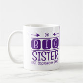 Grote zus initialen est. maand jaar paarse koffiemok (Links)