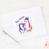 Grote zus kleine broer pinguïns ronde sticker (Envelop)