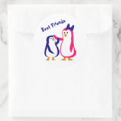 Grote zus kleine broer pinguïns ronde sticker (Tas)