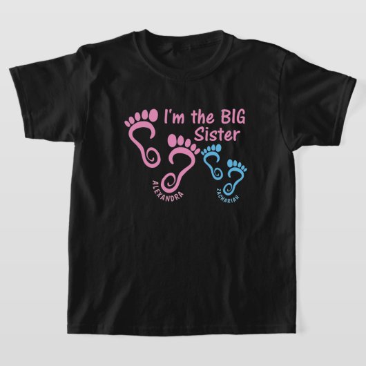 Grote Zus Kleine Broer Voetafdrukken T-shirt (Laagn)