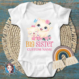 Grote Zus Kleurrijk Monogram en Moppige Katten Romper