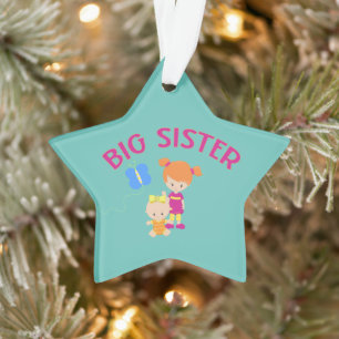 Grote Zus met Baby Zus Gepersonaliseerde Ster Ornament