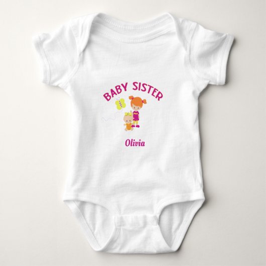 Grote Zus met Baby Zuster Custom Trots Zusje Romper (Voorkant)