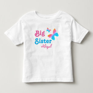 Grote zus met naam Butterfly Kinder Shirts
