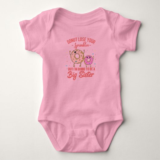 Grote Zus Roze Donut Baby Aankondiging Romper (Voorkant)