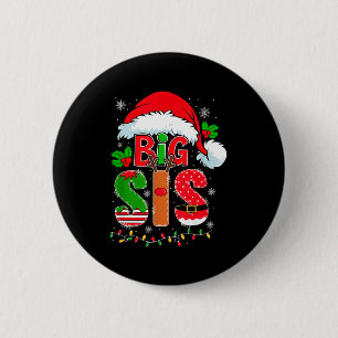 Grote Zus Santa Hoed Nieuwe Grote Zus Aankondiging Ronde Button 5,7 Cm