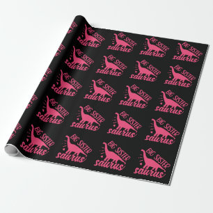 Grote Zus Saurus in Roze Cadeaupapier