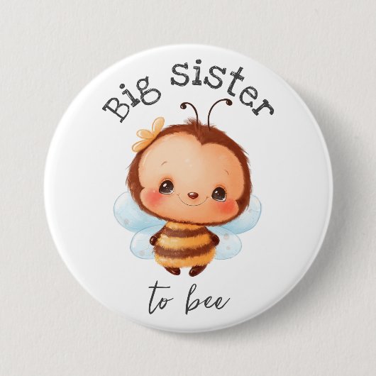 Grote Zus van Bee Bumblebee Kinder Ronde Button 7,6 Cm (Voorkant)