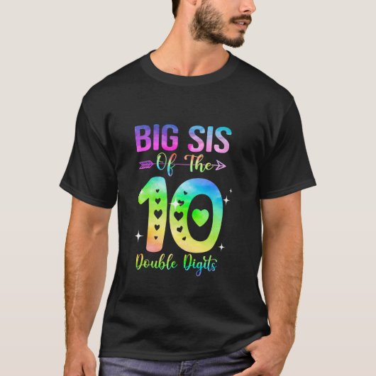 Grote Zus van de Jarige Double Digits 10e Verjaard T-shirt (Voorkant)