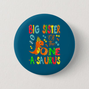 Grote zus van de One-a-saurus 1e verjaardag jongen Ronde Button 5,7 Cm