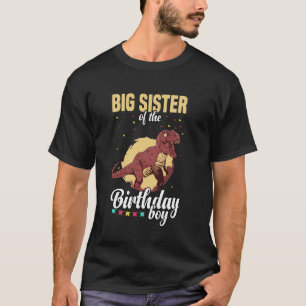 Grote zus van de verjaardagsjongen dinosaurus t-shirt