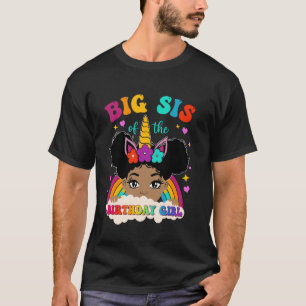 Grote Zus van de Verjaardagsmeisje Regenboog Afro  T-shirt