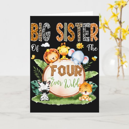 Grote zus van de vier altijd wilde Safari 4de verj Kaart (Gele Bloem)