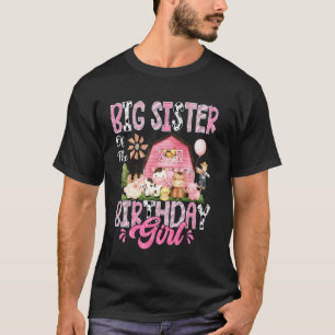 Grote Zus Van Het Verjaardagsmeisje Roze Boerderij T-shirt