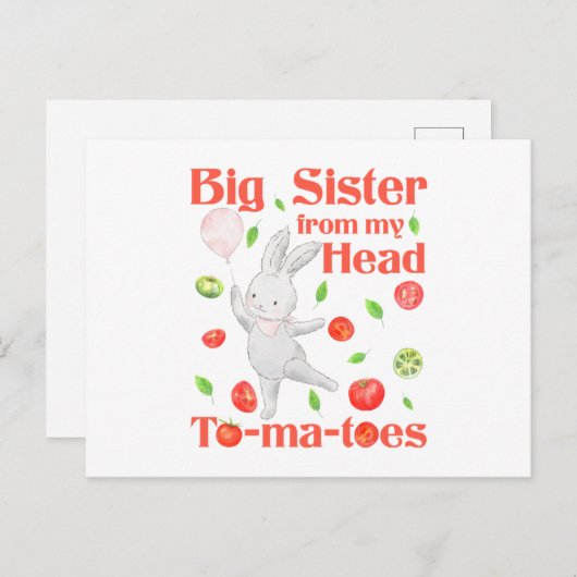 Grote Zus Van Mijn Hoofd Naar Mijn Tomaten Pun Briefkaart (Voorkant / Achterkant)