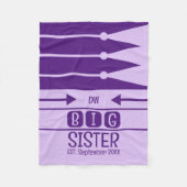 Grote zus vastgesteld datum initialen paarse fleece deken (Voorkant)