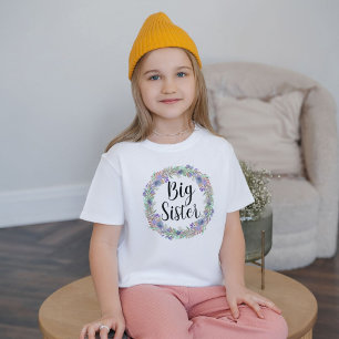 Grote Zus Waterverf Bloemenkrans Meisjes T-shirt