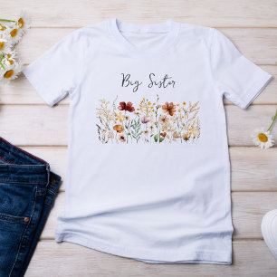 Grote Zus Waterverf Wilde Bloem Mooie Bloemen T-shirt