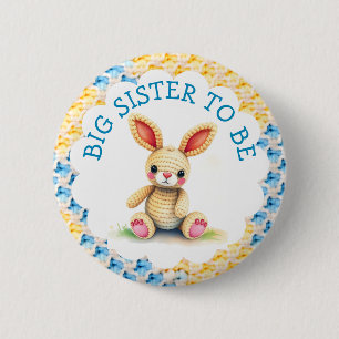 Grote Zus Worden   Jongens Baby Shower Ronde Button 5,7 Cm