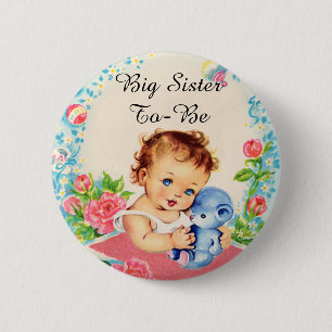 Grote zus wordt  Baby shower Button