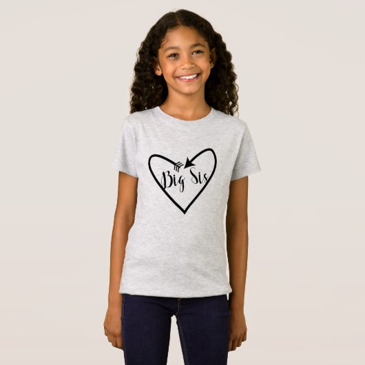 Grote Zus Zuster Kinderen Scriptuur Pijl Hart Boho T-shirt (Voorkant volledig)