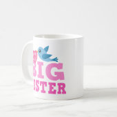 Grote zusje mok met schattige cartoon vogel en har (Voorkant links)