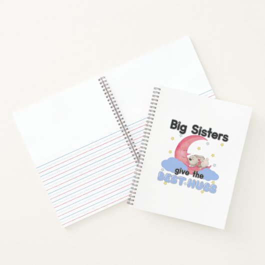 Grote zussen geven de beste knuffels - Maan Konijn Notitieboek (Binnen)