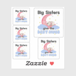 Grote zussen geven de beste knuffels - Maan Konijn Sticker