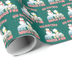Grote zussen zijn enorm veel lol - Sneeuwman grap Cadeaupapier
