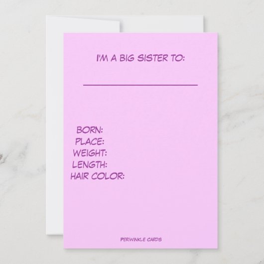 Grote zuster Announcement, vlinders en bloemen Aankondiging (Achterkant)