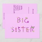 Grote zuster Announcement, vlinders en bloemen Aankondiging (Voorkant / Achterkant)