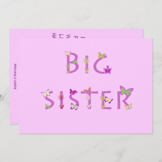 Grote zuster Announcement, vlinders en bloemen Aankondiging (Voorkant / Achterkant)