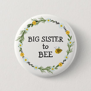Grote zuster in bijen Baby shower Ronde Button 5,7 Cm