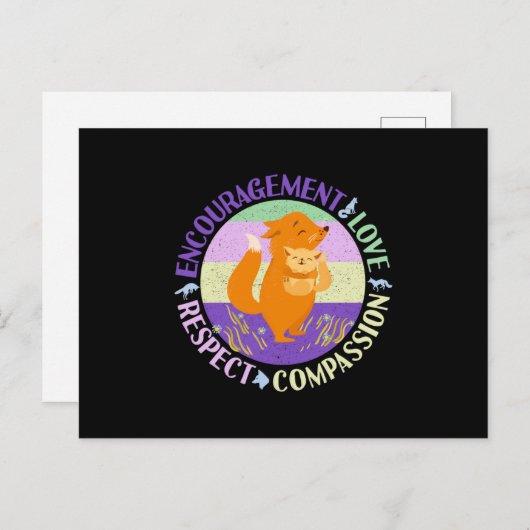 Grote Zuster Liefde - Verwant Bonding Fox Briefkaart (Voorkant / Achterkant)