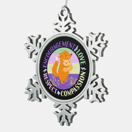 Grote Zuster Liefde - Verwant Bonding Fox Tin Sneeuwvlok Ornament (Rechts)