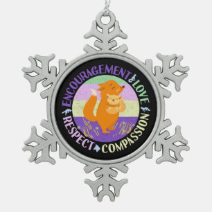 Grote Zuster Liefde - Verwant Bonding Fox Tin Sneeuwvlok Ornament