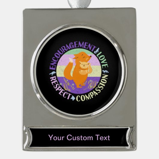 Grote Zuster Liefde - Verwant Bonding Fox Verzilverd Banner Ornament (Voorkant)