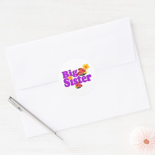 Grote zuster lieveheersbeestje ronde sticker (Envelop)