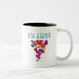 Grote zuster Love Floating Hearts Tweekleurige Koffiemok