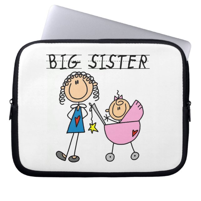 Grote zuster met kleine zusjes laptop sleeve (Voorkant)