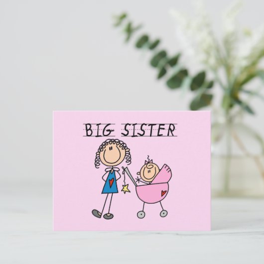 Grote zuster met kleine zuster T-shirts en cadeaut Briefkaart (Staand voorkant)
