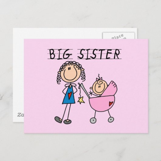 Grote zuster met kleine zuster T-shirts en cadeaut Briefkaart (Voorkant / Achterkant)