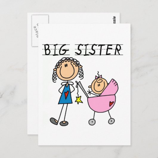 Grote zuster met kleine zuster T-shirts en cadeaut Briefkaart (Voorkant / Achterkant)