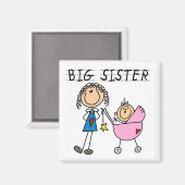 Grote zuster met kleine zuster T-shirts en cadeaut Magneet (Voorkant / Achterkant)