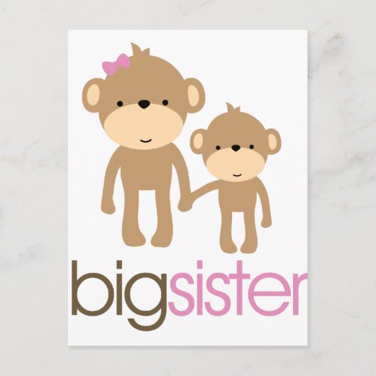 Grote zuster Monkey Zwangerschap Aankondiging T-sh (Voorkant)