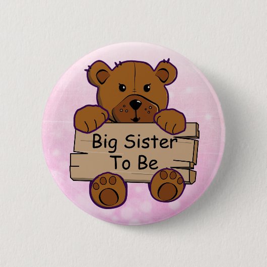 Grote zuster om Teddy Bear Baby shower te zijn Ronde Button 5,7 Cm (Voorkant)