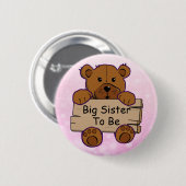 Grote zuster om Teddy Bear Baby shower te zijn Ronde Button 5,7 Cm (Voorkant /achterkant)