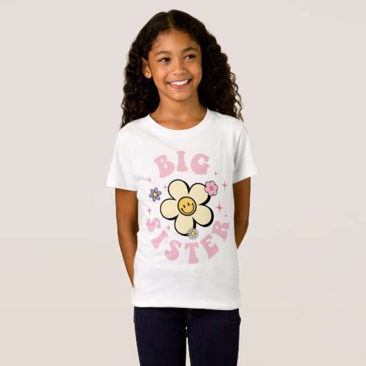 Grote Zuster Schattige Bloem Leuk en Vrolijk T-shirt (Voorkant volledig)